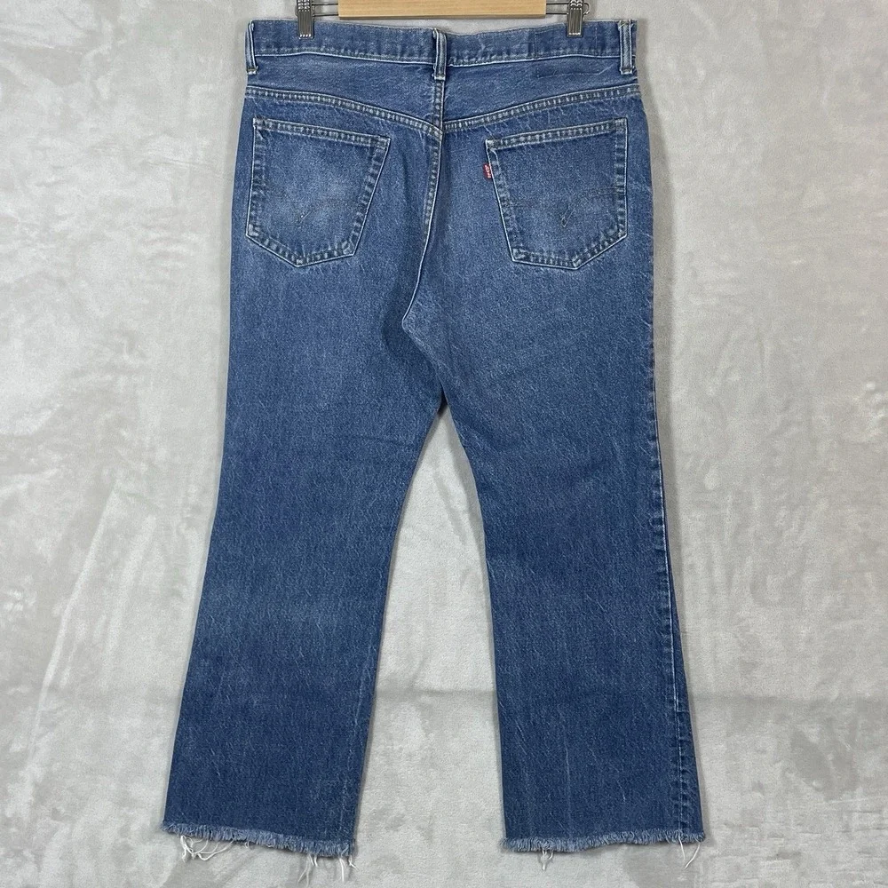 Vtg 70s Levis 517 Jeans Mens 36x32 (fit 36x28) Raw Hem Bootcut TALON Whiskers